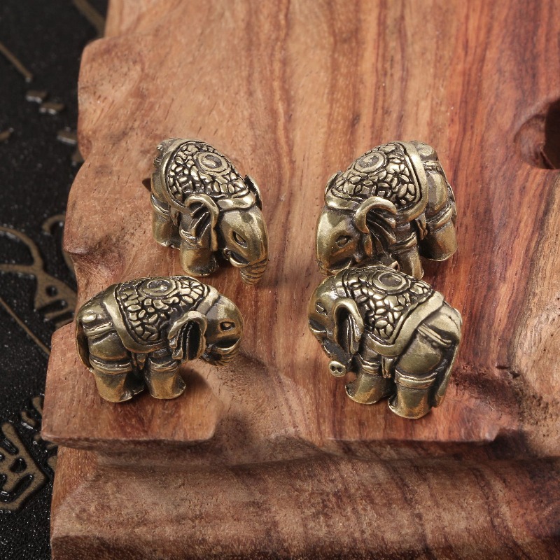Vintage Collectible Christmas Ornaments - 1 PC Cute Elephant Solid Brass