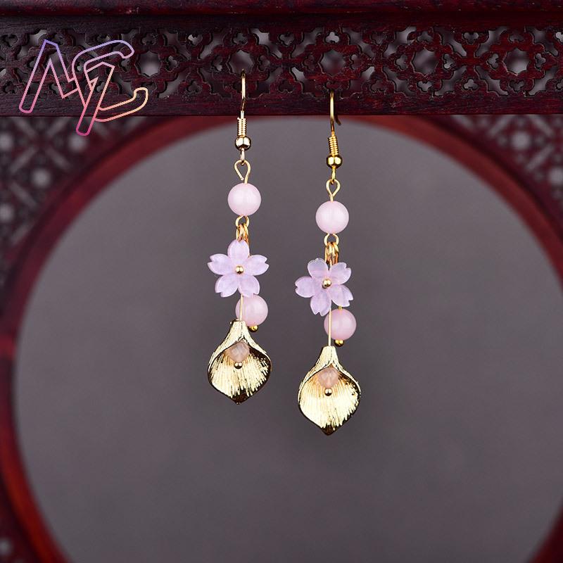 Pink Natural Jade Flower Earri - Vintage Item recension och pris