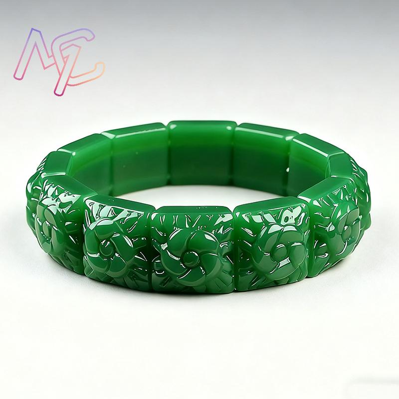 Real Jade Flower Bracelet Bang - Vintage Item recension och pris