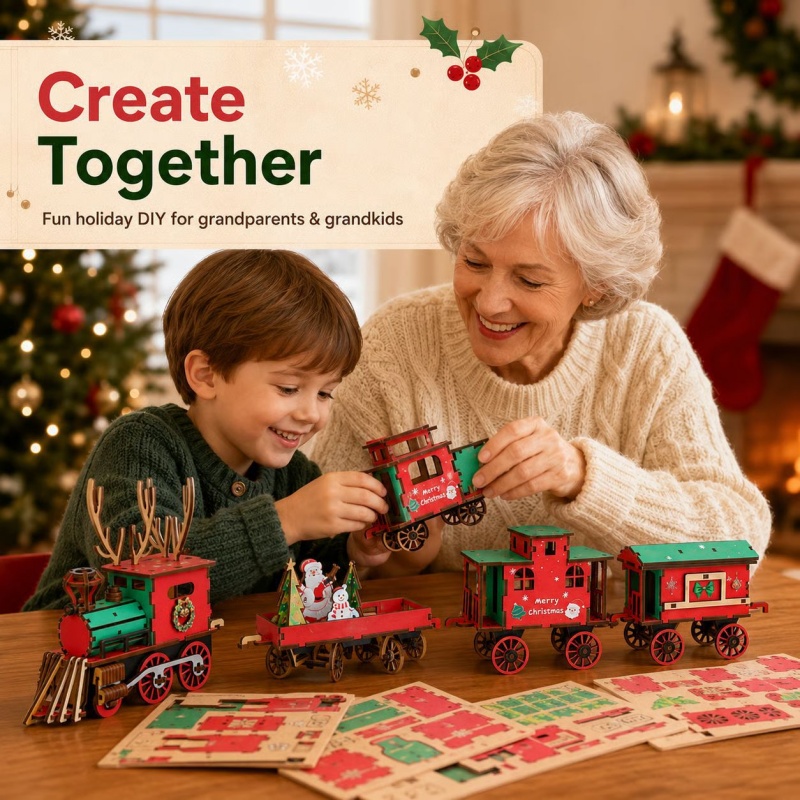New Christmas Wooden Train Set - Vintage Collectible Christmas Ornaments recension och pris